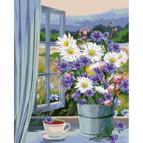 AMY-Adult Daisy, DIY Square Diamond / Round Diamond Painting, Flower Mural, Window, Home Decoration, Gift Decoration