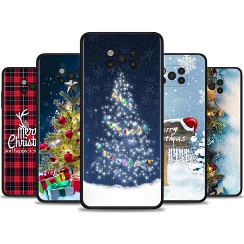 Case For Poco X3 M3 Pro NFC F1 Cover for Mi Note 10 Pro Fundas for Mi CC9 Pro CC9E A3 A2 Coque Merry Christmas Tree SnowFlakes