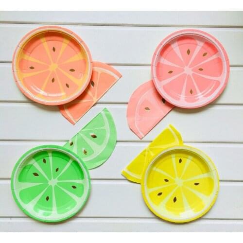 Colored Fruit Disposable Tableware Set Paper Cup Paper Paper Plate Birthday Party Dinner A Variety Of Colors Available