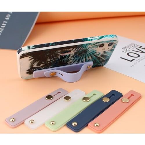 Phone Holder Candy Color For iPhone Xiaomi Push Pull Finger Stand Grip Silicon Ring Wrist Band Strap Universal Cellphone Bracket