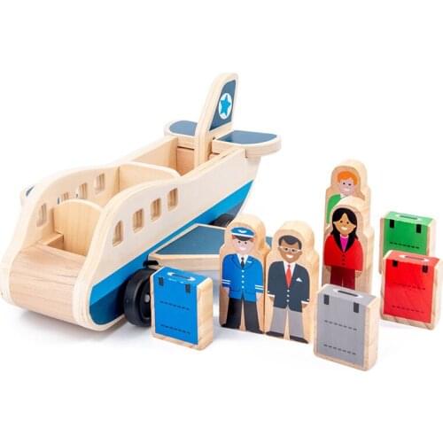 Children Wooden Toys Transportation Toys Wooden Car Decorations Airplane Towing Truck Model Simulation Car Eraly Education Gift