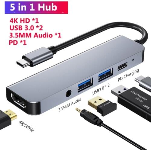 Usb C Dock Adapter Usb Type C Hub to HDMI 4K USB 3.0 PD SD/TF Jack Audio Samsung Dex For MacBook ASUS Multi Usb Splitter