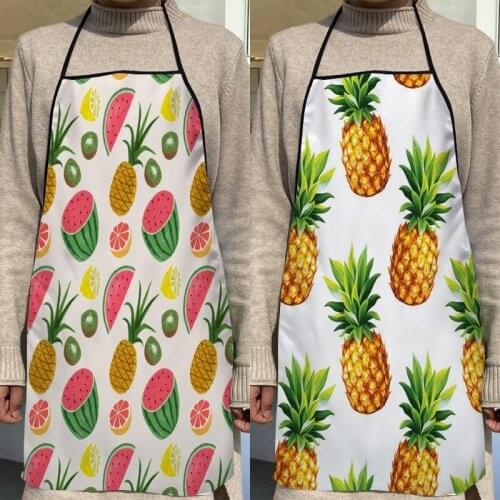 Pineapple Pattern Kitchen Apron Dinner Party Cooking Apron Adult Baking Accessories Waterproof Fabric Printed Cleaning Tools