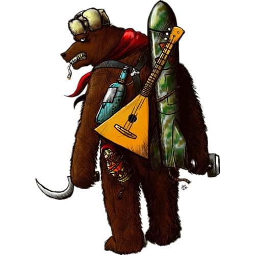 Hot Funny USSR Bear with Guitar and Strategic Missilecar Car Stickers Motorcycle Decals Motorcycle Accessories PVC 14cm *10cm