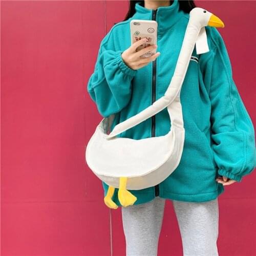 Cute Animal Duck Head Canvas Shoulder Bag Female 2021 Trend Funny Student Womens Messenger Bag