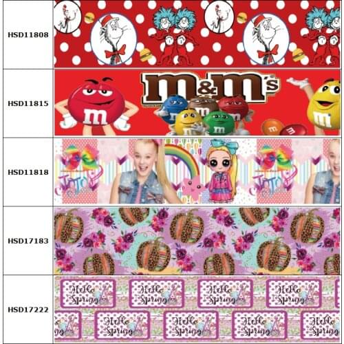HSDCraft Free Shipping 25MM 38MM 75MM Heat Transfer Printed Grosgrain Ribbon for Diy Hair Bow