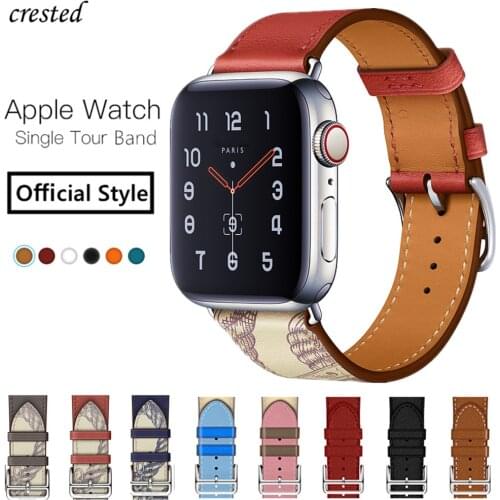 100% Genuine Leather strap for Apple watch band 44mm 40mm 42mm 38mm Single/Double tour bracelet iWatch series 3 4 5 6 se band