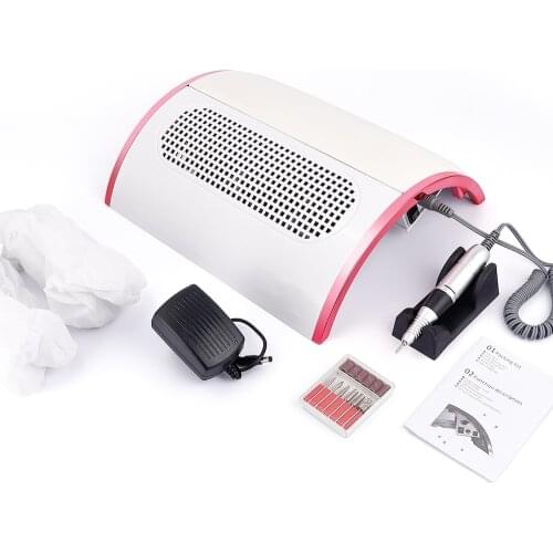 48W 2-IN-1 Nail Drill Machine Nail Dust Collector Manicure with 3 Powerful Fans Vacuum Cleaner Manicure Pedicure Tools