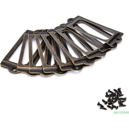 Metal Antique Brass Label Pull Frame Handle File Name Card Holder For Furniture Cabinet Drawer Box Case Bin 12Pcs/lot