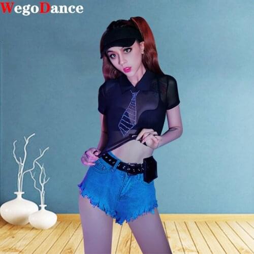 Fashion Hip Hop Dance Tops Adult Women Sexy Diamond Polo Clothes Jazz Show Shirt Crazy Party Celebrate Rave Wear