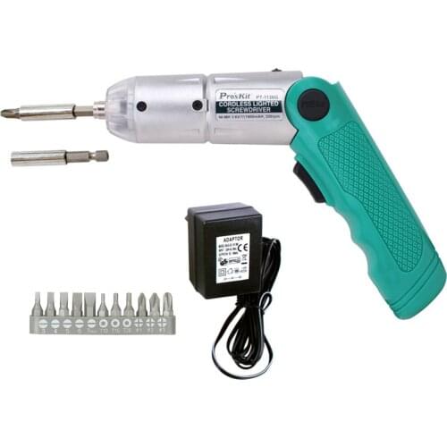 Proskit PT-1136G Multi-Function Cordless Collapsible Rechargeable Electric Drill Screwdriver Set Power Repairing Hand Tools Kit