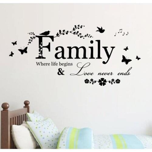 Wall-Stickers Sofa Background Decor Family Letter Quote Removable Vinyl Decal Art Mural Home Decor Removeable Wall Stickers