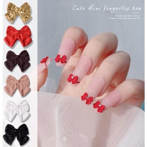 New 20 PCS bows nail art accessories 3D black and white metal resin small bow Japanese jewelry manicure accessories
