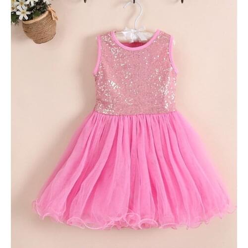 2020 New Sequined Kids Dress For Girls Pleat Toddler Girl Clothing Summer Princess Party Dresses Baby Dancing Costume