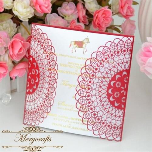 New arrival nepali marriage invitations laser cut paper beautiful wedding cards