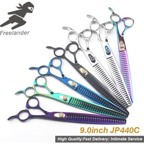 9.0 Inch Pet Hairdressing Scissors Fish Bone Cut High-grade Pet Scissors JP440C Material Stainless Steel Type Model Number Teeth
