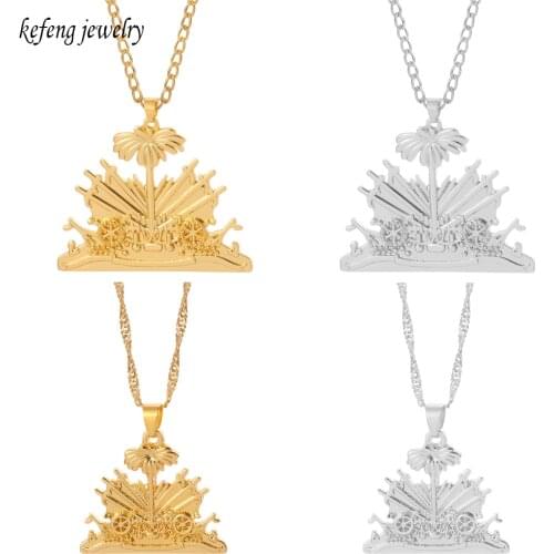 Haiti Pendant&Necklace for Women Ayiti Island Landscape Gold Silver Color Pirate Jewelry Gifts For Haitian