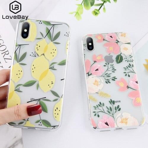 Lovebay Transparent Floral Flower Phone Case For iPhone X XS XR Xs Max 6 6S 7 8 Plus 5 5s SE Soft TPU Cartoon Animal Back Cover