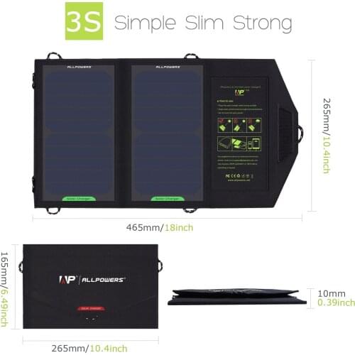 Foldable Sunpower Solar Panel 5V 10W High Efficiency Portable Solar Phone Charger 1.6A Output for Mobile Phone Hiking Outdoors