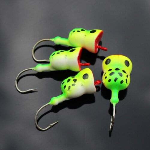 Tigofly 6 pcs/lot Hard Foam Head Hook Green Frog UV Popper Topwater Floating Pike Bass Fly Fishing Tying Materials Flies Lures