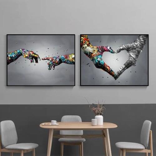 Street Art Banksy Graffiti Hands To Hands Canvas Painting Cuadros Posters and Prints Wall Art for Living Room Home Decor