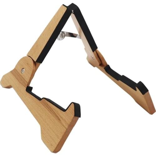 Universal Frame Folding Wooden Guitar Stand Holder Support Fit for Electric Guitar Acoustic Guitar Ukulele Bass
