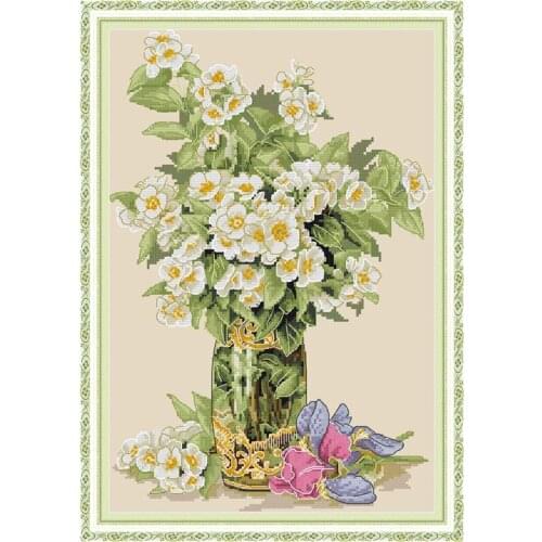Everlasting Love Yellow Flower Chinese Cross Stitch Kits Ecological Cotton Clear Printed DIY Christmas 14CT Wedding Decoration