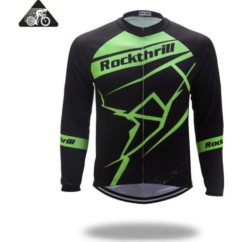 Rockthrill Long Sleeve Cycling Jerseys Shirt Spring /Autumn Green Cycling Jersey Bike Cycle Quick Dry Ropa Ciclismo Clothing