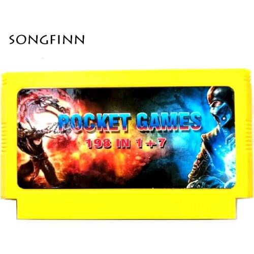 Top Quality 198 in 1 + 7 for 60 Pin 8 Bit Video Game Console Retro Classic Card