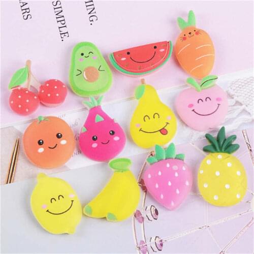 Julie Wang 20PCS Resin Cartoon Fruit Charms Mixed Orange Banana Apple Pear Strawberry Pendants Jewelry Making Accessory Decor