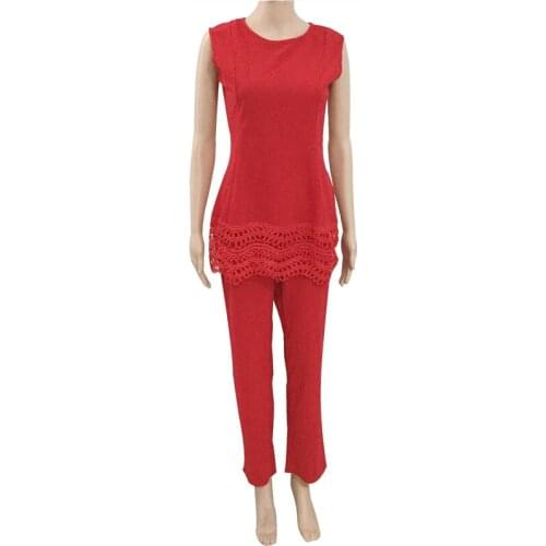 Womens Summer Two Piece Set Suit Work Fashion Sleeveless LACE VEST Multicolor Commuter Classic Style Large Slim Fit