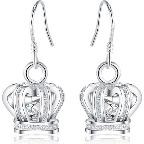 925 sterling silver exquisite gift set with rhinestones crown set with zirconium diamonds crystal earrings ladies party jewel