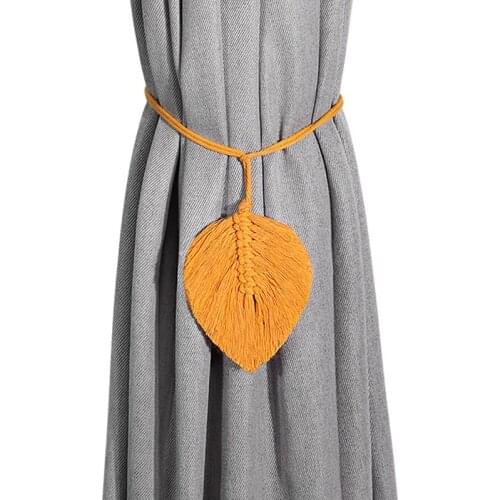 1pc Curtain Tieback Leaf Shaped Macrame Curtain Holder Cotton Curtain Holdback Modern Style Home Window Decorative Accessories
