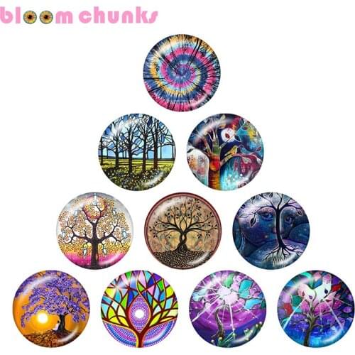 Tree of life 10pcs mixed 12mm/18mm/20mm/25mm Round photo glass cabochon demo flat back Making findings A2729