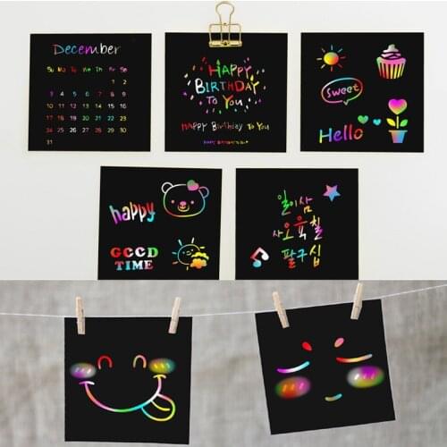 100PCS Kids Magic Scratch Painting Toys Colorful Notes Scratch Template Child Educational Toys Drawing Tools Graffiti Cool Toys