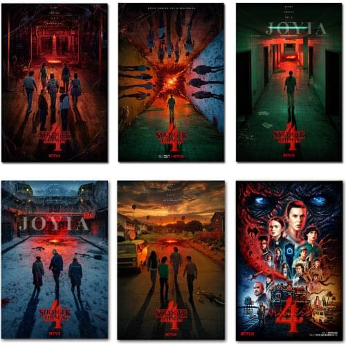 Stranger Things Posters Season 3 2 1 4 Vintage TV Movie Prints Living Stickers Bedroom Decor 40x60 50x75cm Silk Canvas Wall Art