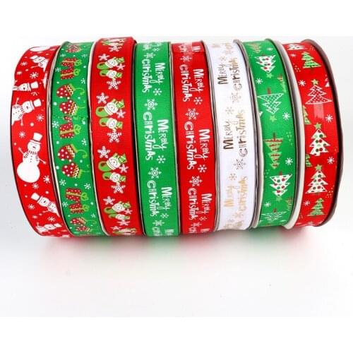 5yards 25mm Christmas Ribbons Polyester White Snowflake Ribbon For Christmas Decoration DIY Sewing Fabric Wedding Handmade Gift