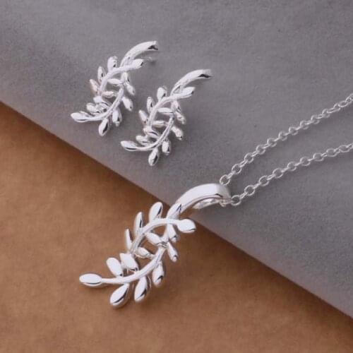 AS291 Lucky Silver Color 925 Jewelry Sets For Women Earring 445 + Necklace 168 /bnzakfga Alzajdga