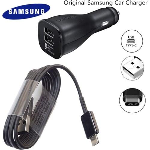 Samsung Car Charger Dual USB Adaptive Fast Adapter Micro/Type C USB Data Cable For Galaxy s10 s9 s8 Plus s10+ Note 10 plus 10
