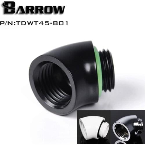 Barrow G1/4" Black White Silver 45 degree revolvable Adapter water cooling fitting. TDWT45-V2