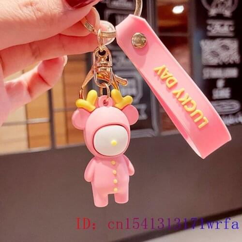 PVC Deer Doll Keychain Keyring Silica gel Men Gift Bag Pendant Key chain Fashion Cartoon Anime Decorations Women Keybuckle