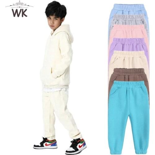 Boys Solid Long Pants Autumn Sports Trousers Casual Spring Kids Pants Teen Girls Elastic Waist Children Clothes For 12M-13yrs