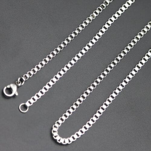 Fashion Silver Box Chain 2.5mm Stainless Steel box Necklace Chain For women men locket pendant