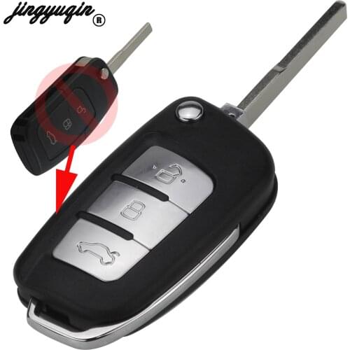 Jingyuqin Modified 3 button flip remote car key case shell fob for FORD FOCUS MONDEO FIESTA 2013 with HU101 uncut blade