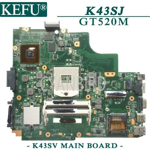 KEFU K43SV original mainboard for ASUS K43SJ K43SC K43SM K43S with GT520M Laptop motherboard