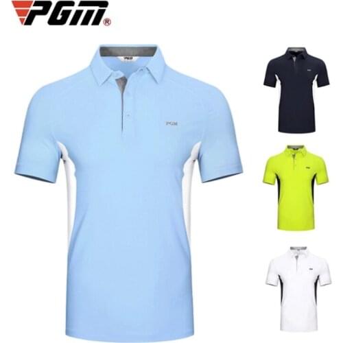 PGM Golf Men Short Sleeve T-Shirts Summer Clothing Match Ball Suit Mens POLO Shirt Breathable YF399 Wholesale