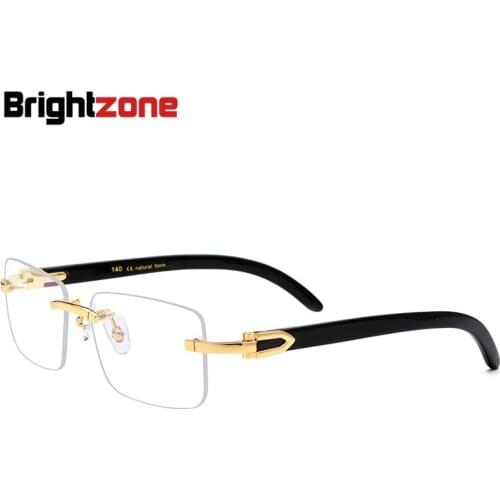 Natural Black Ox Horn Leg Rimless Spectacle Glasses Frame Men Lunette De Vue Eye Glass Oculos Sem Grau Rims Square Eyeglasses