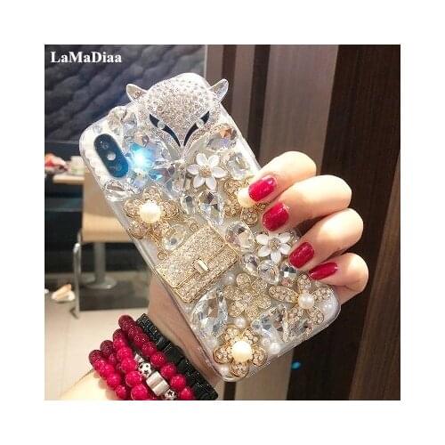 Luxurious Bling Diamond Fox Phone Cases For iPhone 12 11 Pro Max X XR XS MAX 6S 6Plus 7 8 Plus Glitter Rhinestone Bag Soft Cover