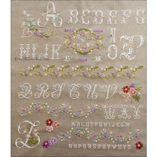 Little Flower Letter Picture 62-70 Cross Stitch Set Cross-stitch Kit Embroidery Needlework Craft Packages Cotton Fabric Floss