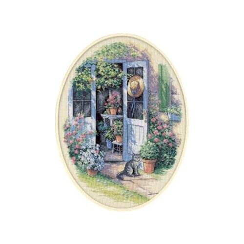 Garden Door Flower cat Cross Stitch Kits Crafts Top Quality Embroidery Sewing kit Needlework DIY 14CT Unprinted Decor Handmade